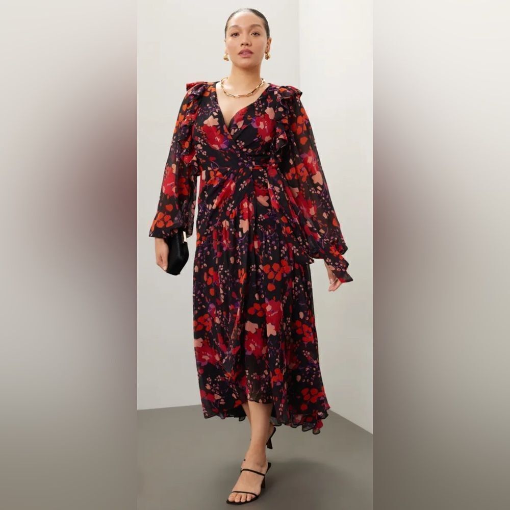 Slate & Willow Floral Midi Wrap Dress Size XL